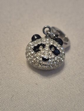 Fossil Pave Crystal Panda Bear Charm